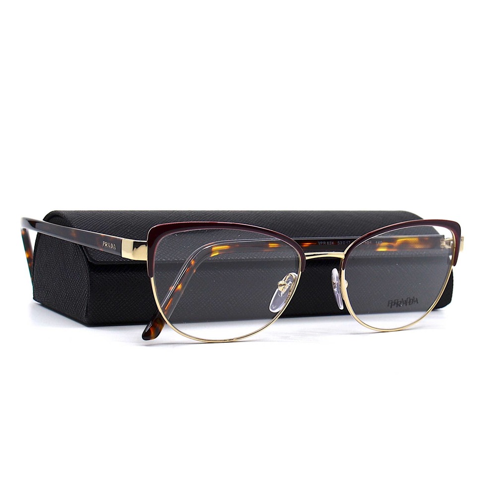 NEW PRADA PR 63XV 09B1O1 BORDEAUX/ GOLD DEMO LENS AUTHENTIC EYEGLASSES F… - Picture 14 of 15